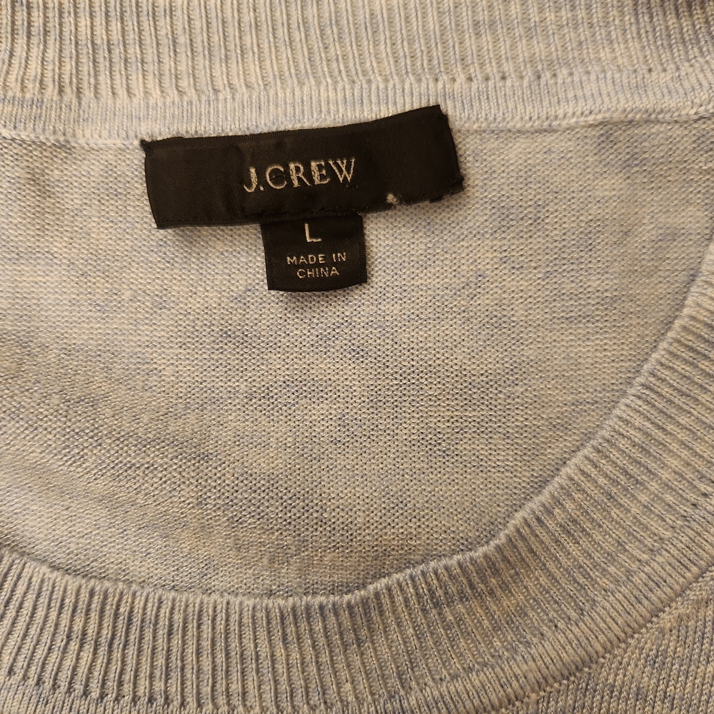 J Crew Light Blue Short Sleeve Crew Neck Cotton Blend Sweater Size L - Picture 6 of 9